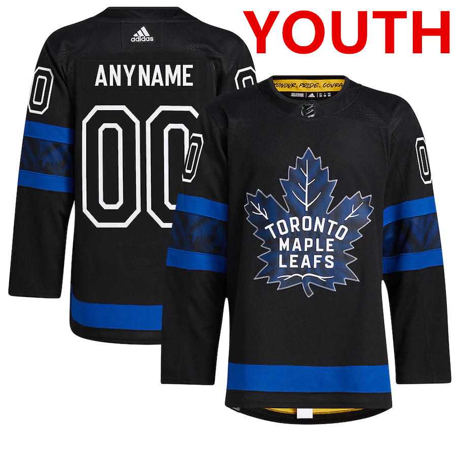 Youth Toronto Maple Leafs x drew house Black Alternate Custom adidas NHL Jerseys